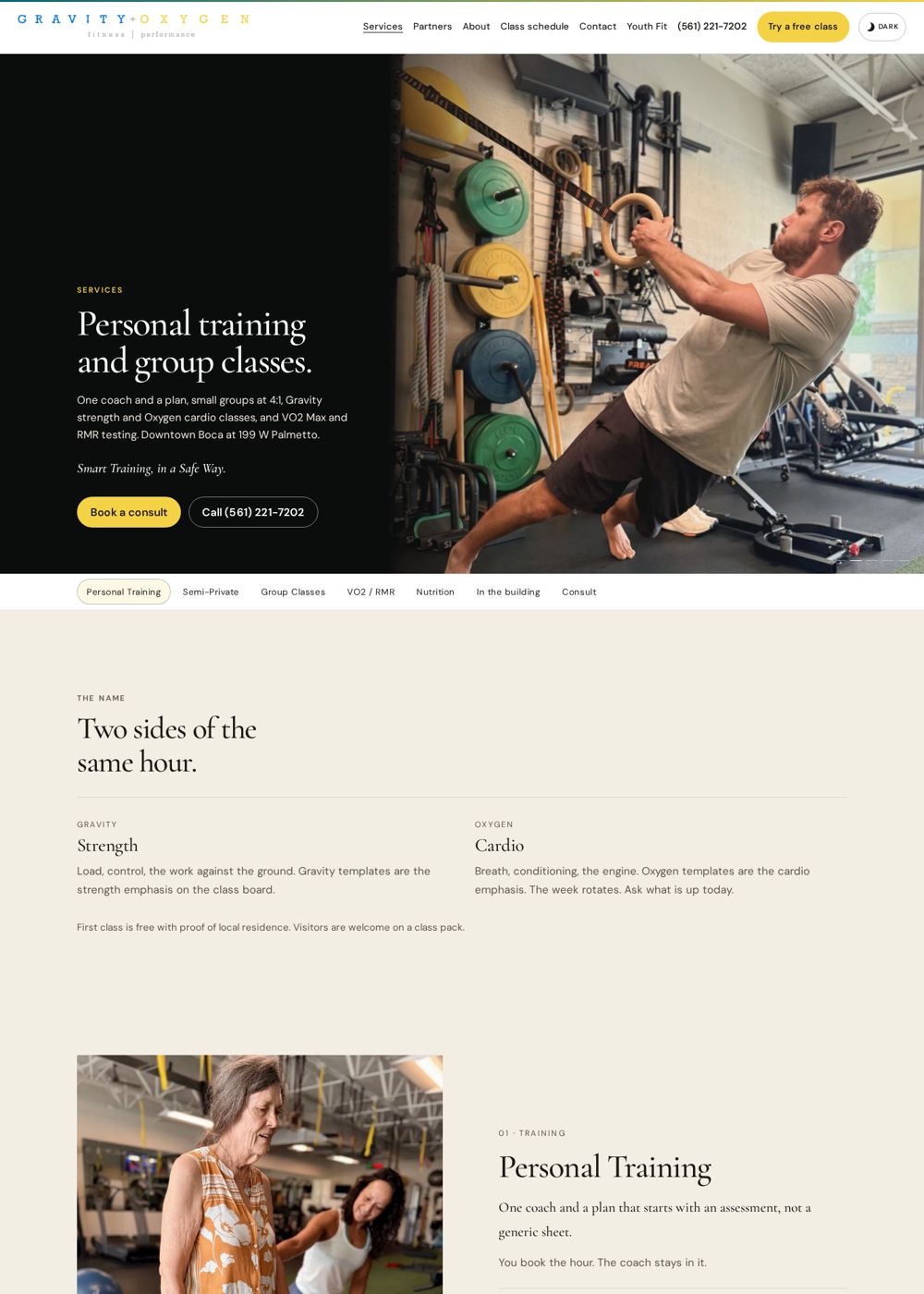 Services page after